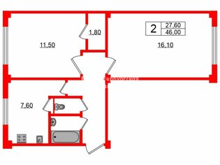 2-комн. кв. 46 м² 1/5 этаж