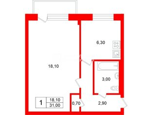 1-комн. кв. 31 м² 4/5 этаж