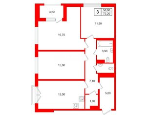 3-комн. кв. 78.1 м² 4/4 этаж