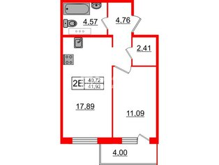 1-комн. кв. 40.72 м² 9/16 этаж