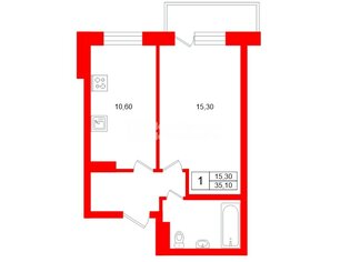 1-комн. кв. 35.1 м² 8/27 этаж