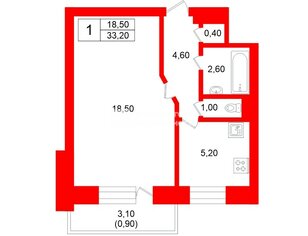 1-комн. кв. 33.2 м² 7/9 этаж