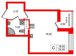 Студия 24.45 м² 8/12 этаж