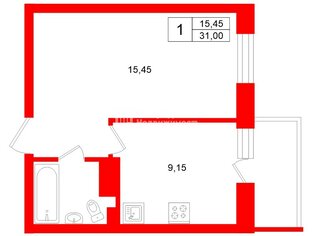 1-комн. кв. 31 м² 16/20 этаж