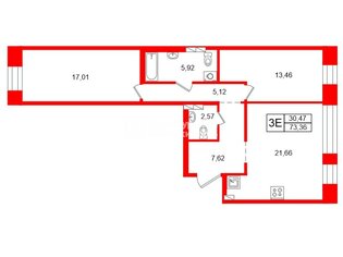 2-комн. кв. 73.36 м² 3/8 этаж