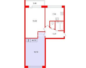Комната 16.1 м² в 2-комн. кв. 5/5 этаж