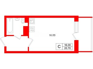 Студия 20.7 м² 7/18 этаж