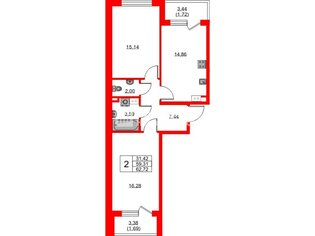 2-комн. кв. 67.72 м² 3/4 этаж