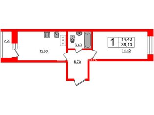  Квартира 36.1 кв.м. у метро Ломоносовская