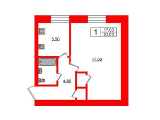 1-комн. кв. 31 м² 2/5 этаж