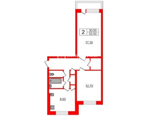 2-комн. кв. 53.5 м² 3/5 этаж