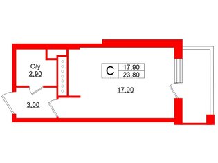 Студия 23.8 м² 2/18 этаж