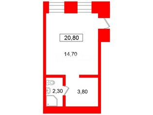 Студия 20.8 м² 1/6 этаж