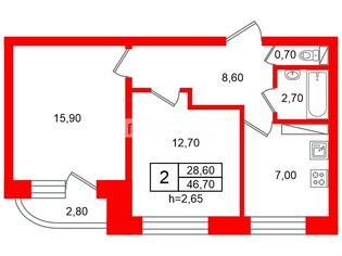  Квартира 47 кв.м. у метро Московская