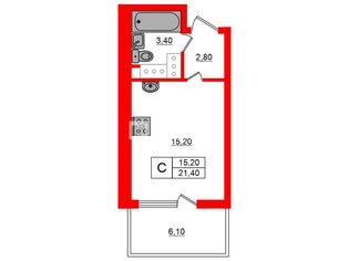 Студия 21.4 м² 12/20 этаж