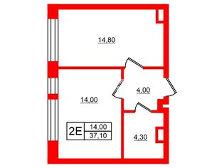 1-комн. кв. 37.1 м² 2/13 этаж