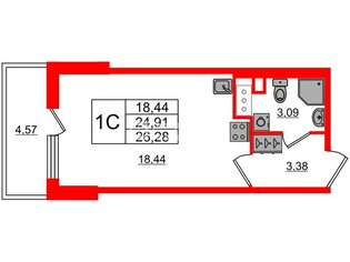 Студия 24.8 м² 8/24 этаж