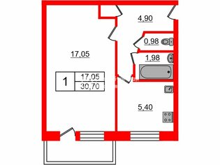 1-комн. кв. 30.7 м² 2/5 этаж