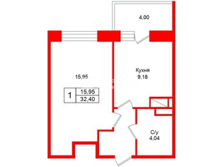 1-комн. кв. 32.4 м² 7/12 этаж