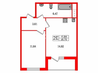 1-комн. кв. 35.7 м² 3/19 этаж