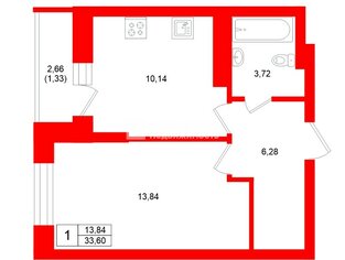 1-комн. кв. 33.6 м² 2/18 этаж