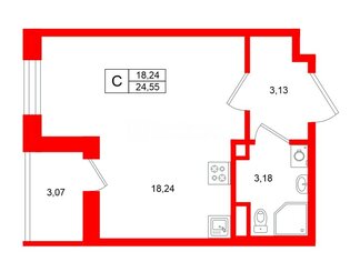 Студия 24.55 м² 2/5 этаж