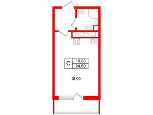 Студия 24.6 м² 13/25 этаж
