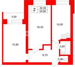 2-комн. кв. 54.6 м² 10/12 этаж