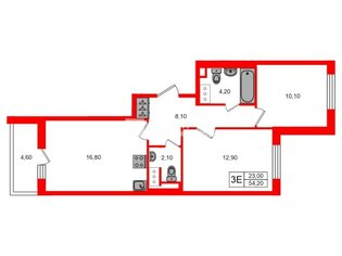 2-комн. кв. 54.2 м² 7/24 этаж