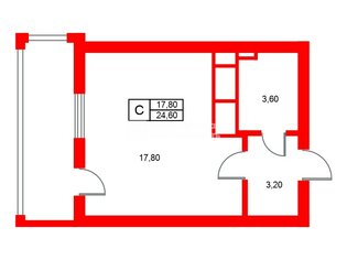 Студия 24.6 м² 20/25 этаж