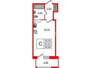 Студия 22.8 м² 11/13 этаж