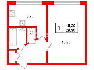 1-комн. кв. 29.3 м² 9/9 этаж