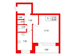 1-комн. кв. 35.4 м² 8/12 этаж