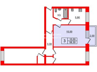 Комната 15 м² в 3-комн. кв. 4/5 этаж