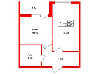  Квартира 36 кв.м. у метро Приморская