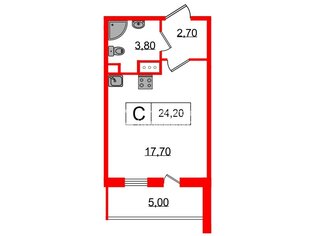 Студия 24.2 м² 3/12 этаж