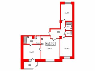 3-комн. кв. 84.8 м² 2/18 этаж