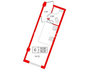 Студия 19.2 м² 2/18 этаж