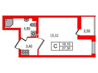 Студия 27.3 м² 1/8 этаж