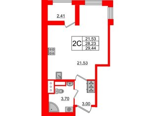 Студия 30.3 м² 2/12 этаж