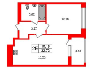 1-комн. кв. 32.72 м² 14/19 этаж