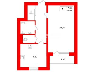 1-комн. кв. 36.9 м² 6/7 этаж