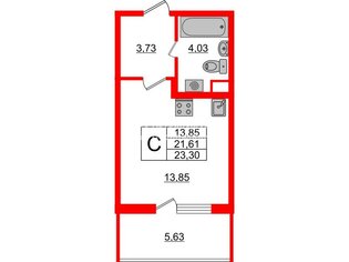 Студия 21.61 м² 1/8 этаж