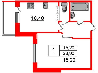 1-комн. кв. 33.9 м² 5/11 этаж