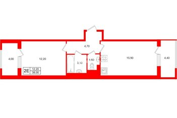  Квартира 38 кв.м. у метро Проспект Ветеранов