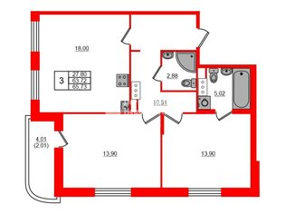 2-комн. кв. 63.9 м² 12/12 этаж