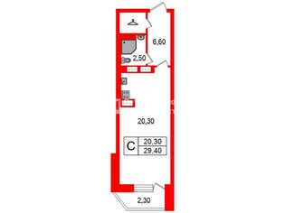 Студия 29.4 м² 24/25 этаж