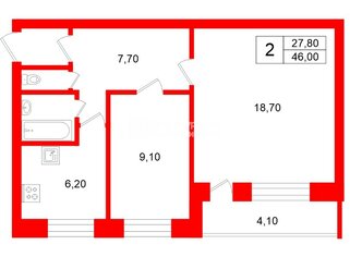 2-комн. кв. 46 м² 5/9 этаж