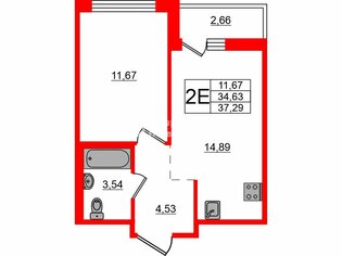 1-комн. кв. 34.1 м² 7/17 этаж