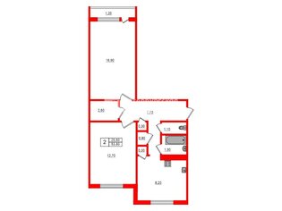 2-комн. кв. 53.8 м² 2/5 этаж